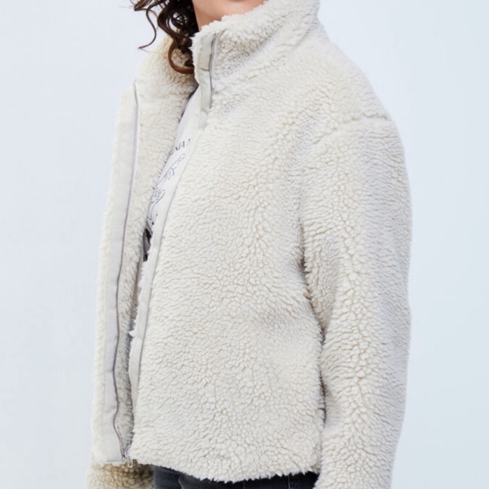 PacSun Ivory Sherpa Zip Jacket - Picture 2 of 5